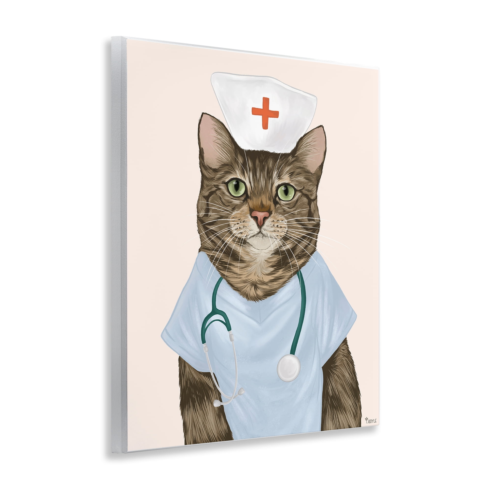Stupell Industries Nurse Doctor Cat Animals & Insects Painting Unframed Art Print Wall Art, 11 x 14