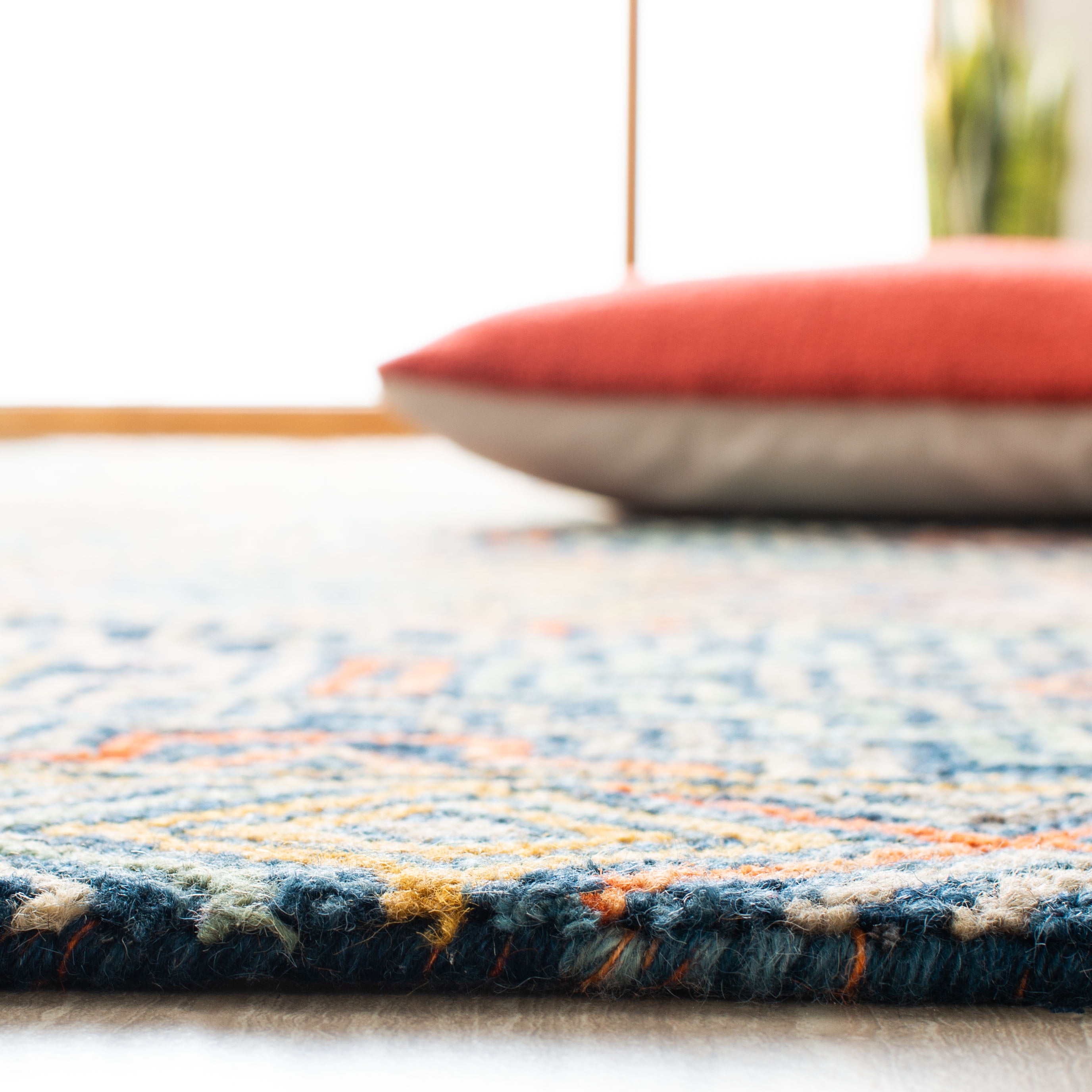 SAFAVIEH Aspen Ethelbert Geometric Wool Runner Rug, Blue/Gold, 2'3" x 19'