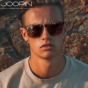 Joopin Polarized Sunglasses for Women Men Vintage Retro Classic Square Frame Aluminum Legs (Leopard Brown)