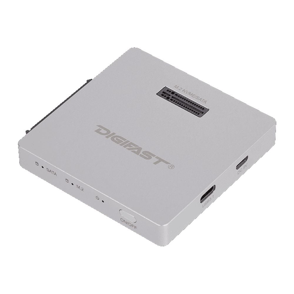 Digifast DX3 M.2 SSD/2.5" SATA SSD Docking Base Ultra High Speed Read and Write - Silver