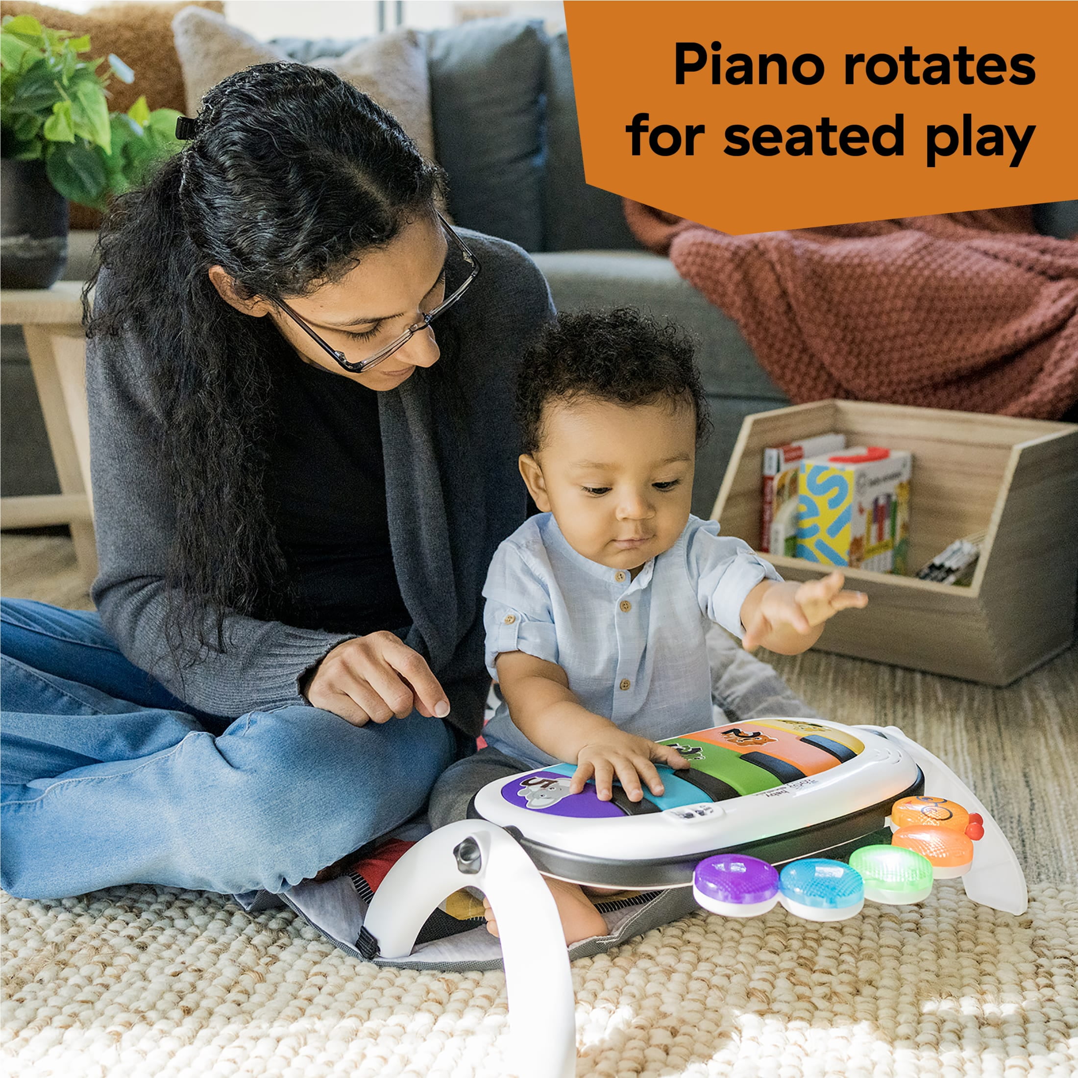 Baby Einstein Kickin' Tunes 4-in-1 Infant Baby Activity Gym & Tummy Time Play Mat with Piano, 0-36 Months, Multicolor