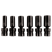 K Tool International 32400 Flex Deep Impact Socket Set with 3/8 Drive for Garages, Repair Shops and DIY, 6-point, Heat-treated, Chrome-moly Steel, Thin Wall, Laser Engraved, Molded Case, 6 Piece