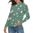 thumbnail image 2 of Snow Flake Christmas Women's Turtleneck Sweater Long Sleeve Ribbed Fitted Turtle Neck Casual Fall Winter Collection Top 2XL, 2 of 4