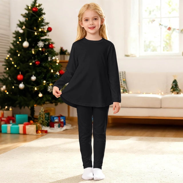WENXIAOO Ensemble de Pyjama pour Tout-Petits 2 Pcs Robe à Manches Longues avec Pantalon Pyjama Tenue de Nuit 4-5 Ans Pyjama Fille