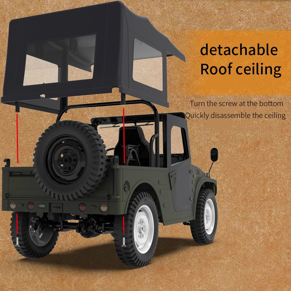 1/16 Scale High-Simulation RC Crawler, - 1/16 Remote Control Off-Road Climbing Car with LED Lights & 7.4V 500mAh Battery, 2.4G Proportional Control Drift Vehicle for Adults
