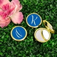 thumbnail image 2 of Koyal Wholesale Gold Compact Mirror Bridesmaid's Wedding Gift, Royal Blue, Monogram Letter O, 1-Pack, 2 of 5