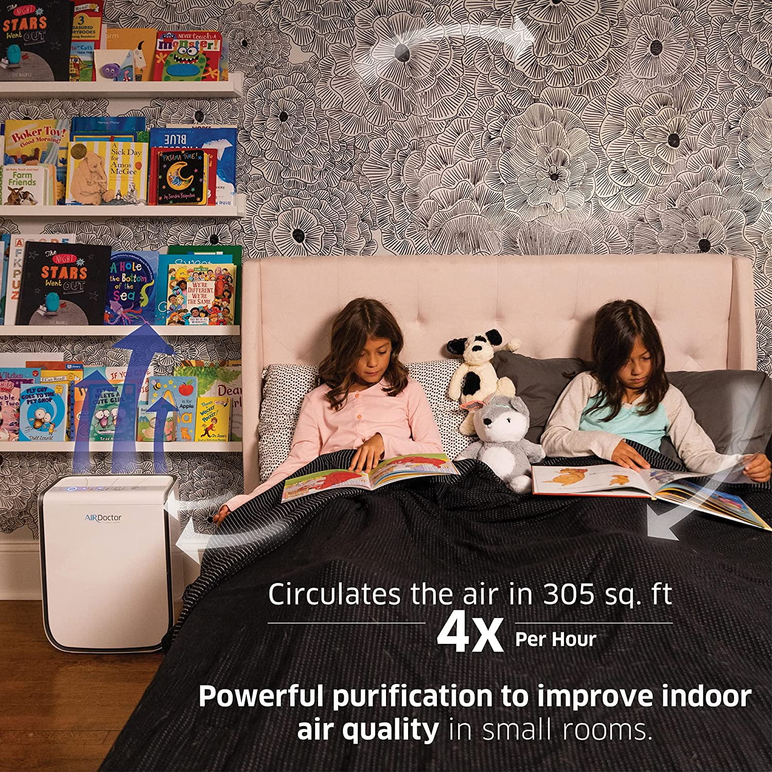 Airdoctor 2000i Smart Air Purifier for Small Rooms, Covers 305 Square Feet, 13.85x6.6x18.72 in., White, 1-Pack