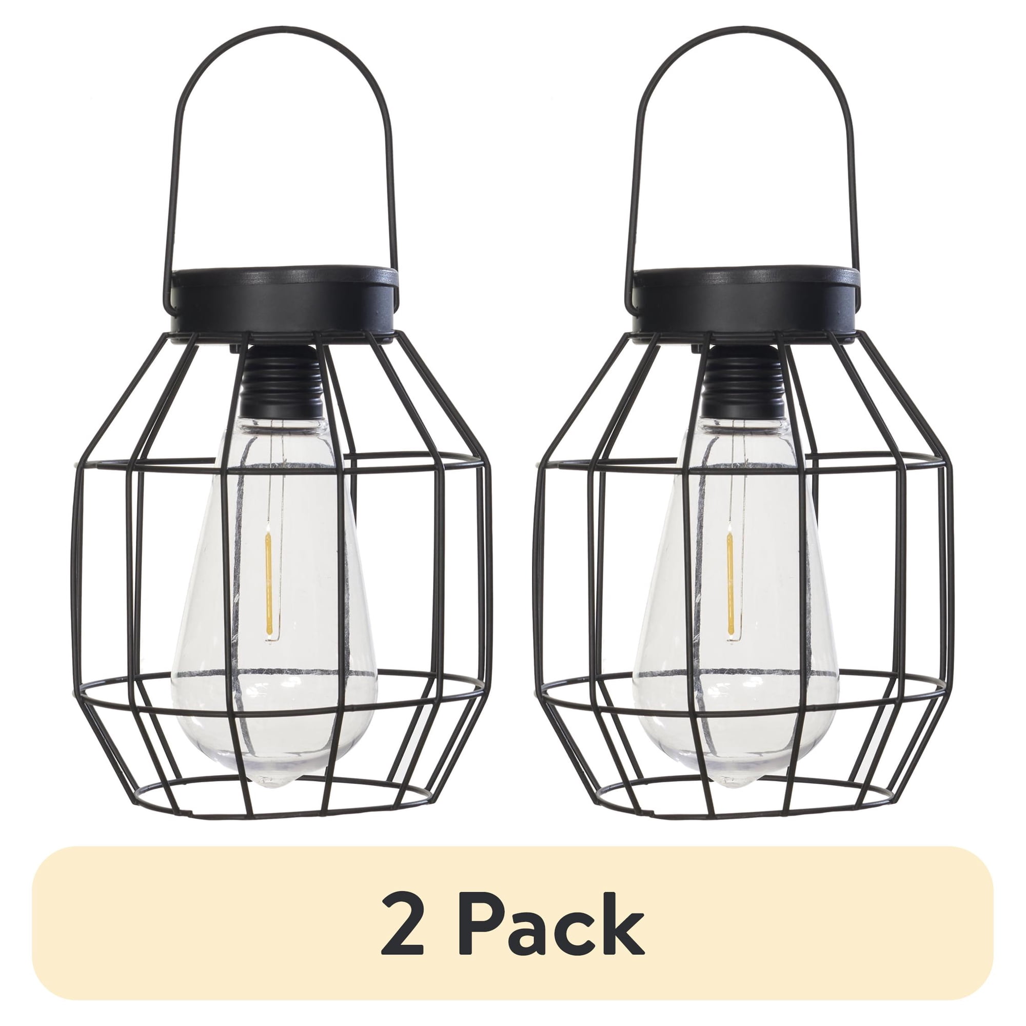 (2 pack) (2 pack) (2 pack) (2 pack) Better Homes & Gardens Solar Powered Warm White LED Outdoor Pendant Light Black
