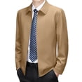 thumbnail image 2 of Hrsba Men Business Casual Jacket Long Sleeve Solid Color Collared Zip Pocket Button Cuff Jacket, 2 of 8