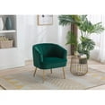 thumbnail image 5 of Velvet Accent Chair, Modern Comfy Tufted Upholstered Armchair for Living Room & Bedroom, Reading Arm Chair Single Sofa with Gold Metal Legs, Green, 5 of 9