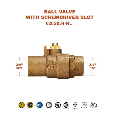 Midline Valve 842256S Premium Brass Ball Valve with Screwdriver