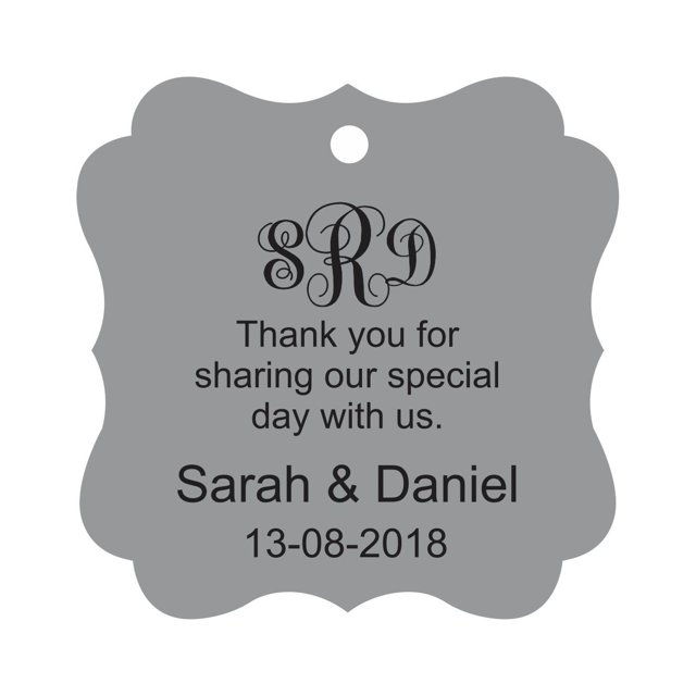 Darling Souvenir Thank You For Sharing Our Special Day Custom Monogram Initials Hang Tags Personalized Wedding Favor Gift Tags-Gray-100 Tags