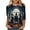 03#Multicolor, variant on Htigea Funny Witch Print T-Shirts for Women 3/4 Length Sleeve Tunic Tops Halloween Costumes Casual Loose Fit Pullover Fall Tees 01#Multicolor S