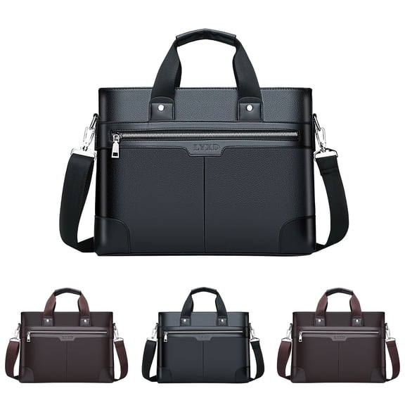 Stylago Leather Briefcase Bag for Men Water Proof Work Messenger Bags Computer Laptop Handbags Business Crossbody Purse Black