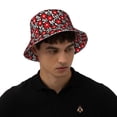 thumbnail image 6 of Daiia Red Floral Pattern Bucket Hat - Trendy Cotton Sun Hat for Beach, Golf, Fishing - Fun Outdoor Vacation Boonie for Men and Women, 6 of 9