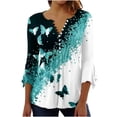 thumbnail image 2 of T-Shirt à Manches Courtes Imprimé Floral Top Dames Bleu L, 2 of 5