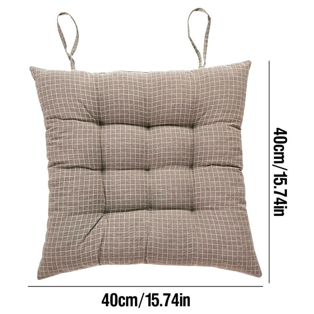 yulier Textured Chair Cushion Soft Non-Slip Seat Pad Office Dining Kitchen Sedentary Square Memory Foam Back Chair Cushion with Ties, Brown
