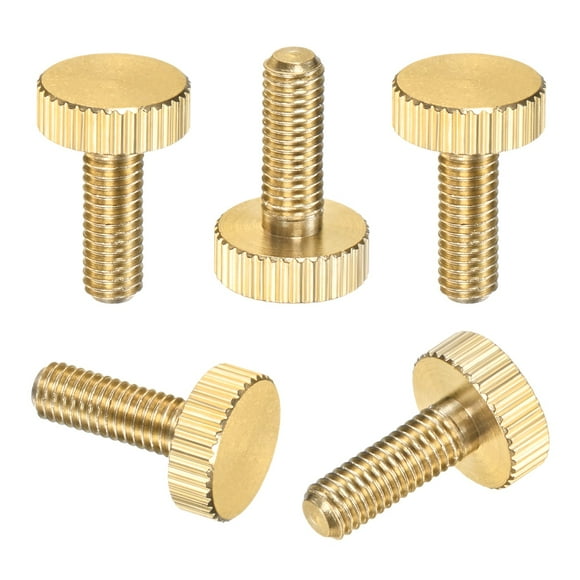 Uxcell 5-Pack Tornillos de Mariposa Estriados, M5x14mm Perillas de Cabeza Plana de Latón