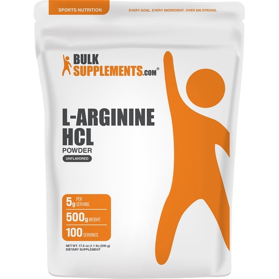 BulkSupplements L-Arginine HCl Powder - Arginine Supplement, Amino Acid Supplement - Unflavored, 500g (1.1 lbs)