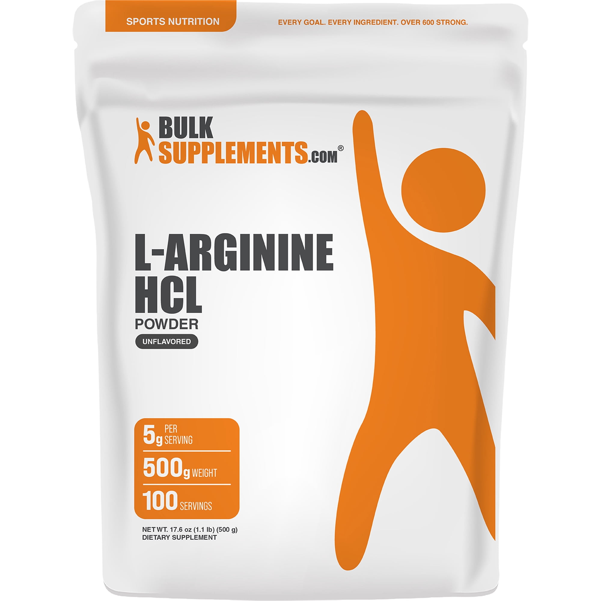BulkSupplements L-Arginine HCl Powder - Arginine Supplement, Amino Acid Supplement - Unflavored, 500g (1.1 lbs)