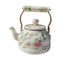 thumbnail image 2 of Hervidor de té de esmalte tetera floral 25l amantes del té regalo fabricante de té de gran capacidad con mango portátil para el restaurante picnic, 2 of 8