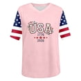 thumbnail image 4 of 4th of July T-Shirts for Women's Independence Day Patriotic Graphic Summer Print V Neck Short Sleeve Casual Blouse Tee Pink M, 4 of 4