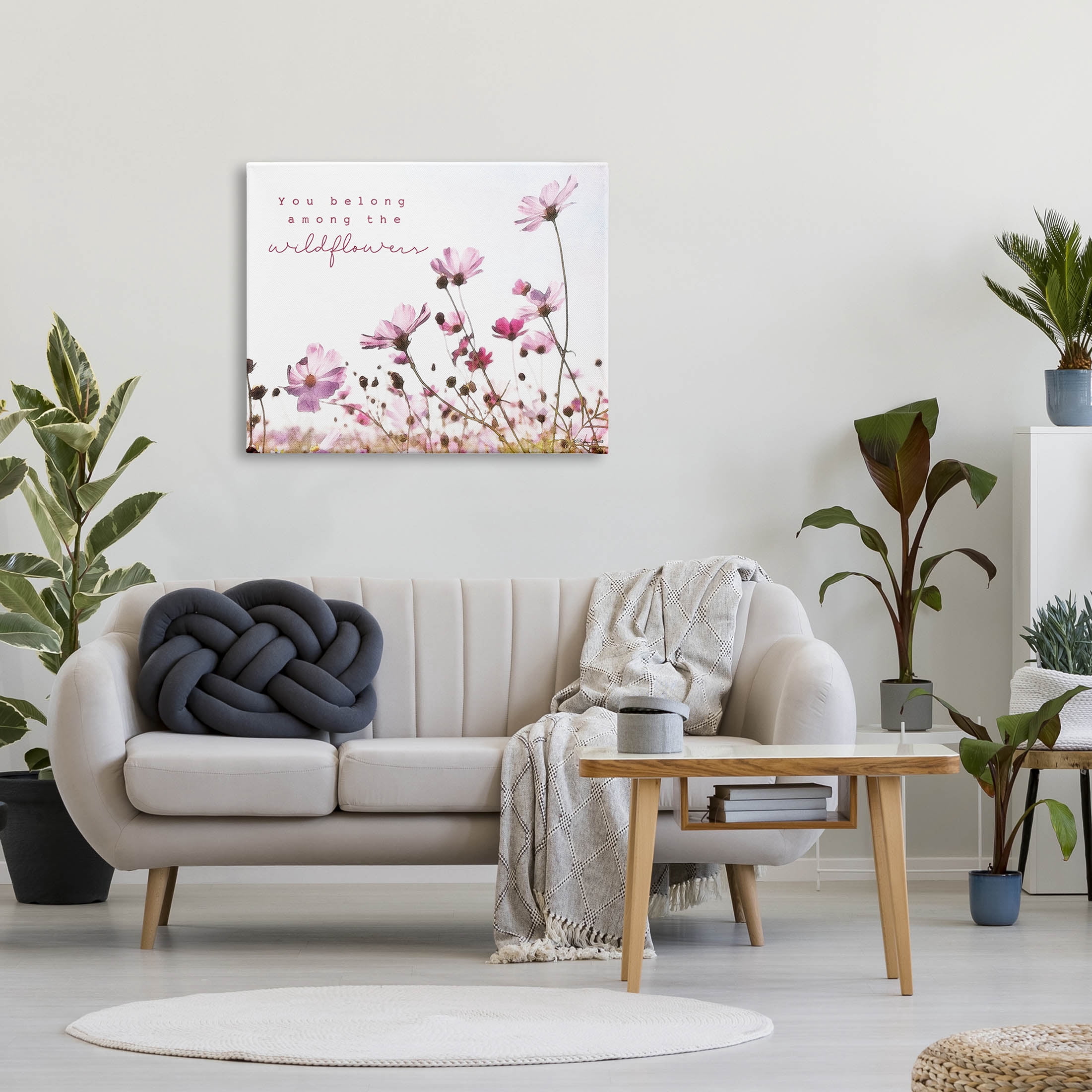 Stupell Industries You Belong Among Wildflowers Phrase Graphic Art Gallery Wrapped Canvas Print Wall Art, Design by Susan Ball