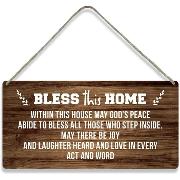 Country Style Wall Decor Bless This Home Sayings Wooden Signs Positive Rustic Hanging Wall Plaque Religious Family Sign Home Decor Present 10x5 Inch