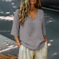 thumbnail image 2 of Cotton Linen Tops For Women，Plus Size Linen Tops Linen Tunics For Women Loose Fit Basic Tees Summer Linen Tops For Women Linen Tunic Tops For Women Cotton Gauze Shirts For Women Tunic Tops, 2 of 6