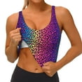 thumbnail image 2 of JUNZAN Leopard Neon Rainbow Gradient Print Women's Workout Tank Tops - U Back Fitness Top with Built-In Shelf Bra, Perfect for Yoga and Gym-XX-Large, 2 of 8