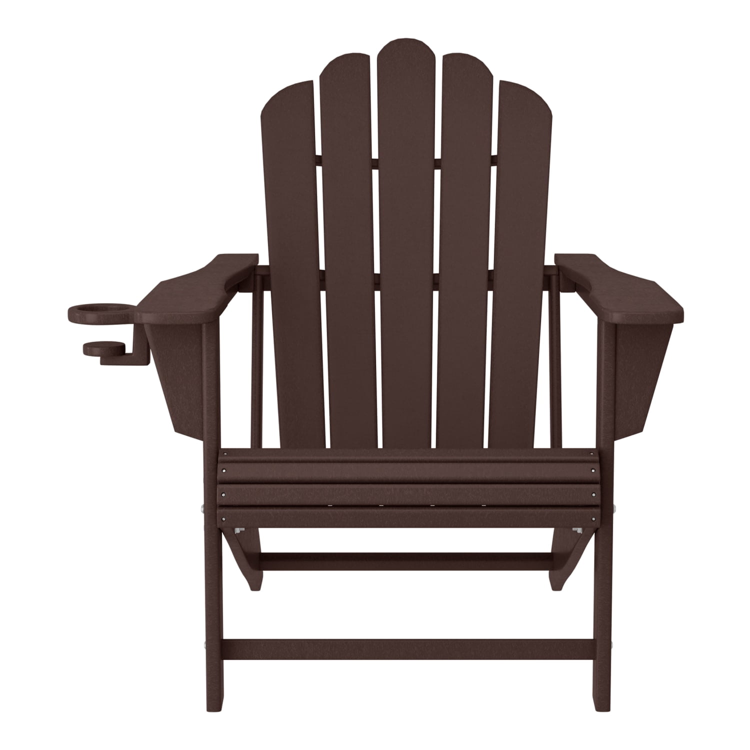 WestinTrends Highland Outdoor Patio HDPE Adirondack Chairs With Cup Holders (Set of 2), Dark Brown