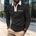 thumbnail image 2 of Lumtrix Men's Polo Shirts 1/2 Zip Long Sleeve Classic T-Shirts Casual Golf Shirts Stylish Collared Tee Dark Gray L, 2 of 10