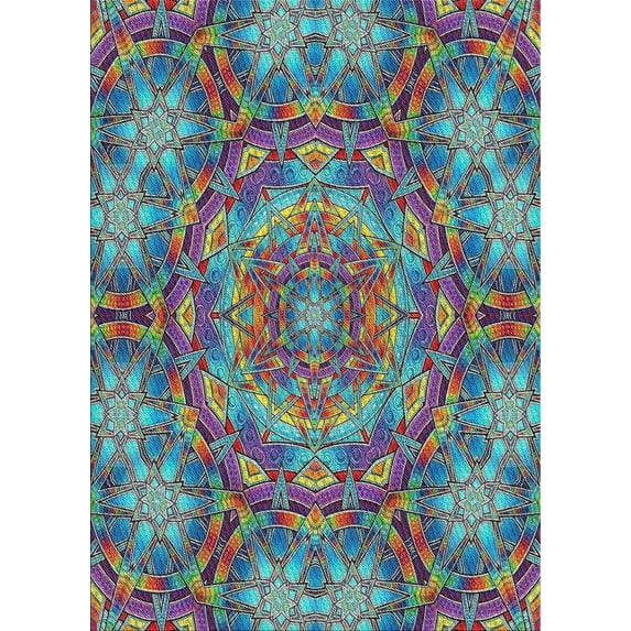 Ahgly Company Indoor Rectangle Patterned Blue Green Abstract Area Rugs, 6' x 9'