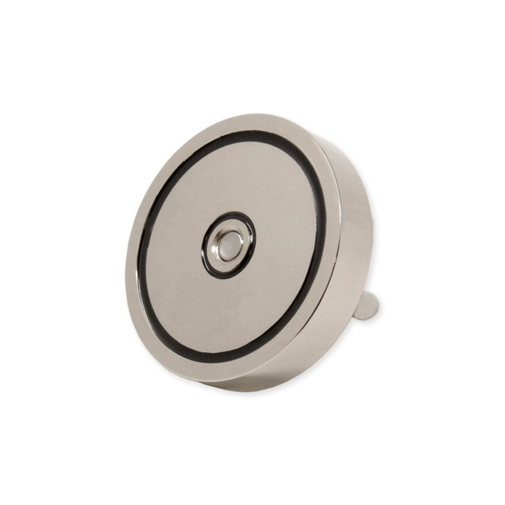 N42 Neodymium Pot Magnet with M10 Eyebolt - 75mm dia x 15mm - 441lbs Pull (Pack of 1)