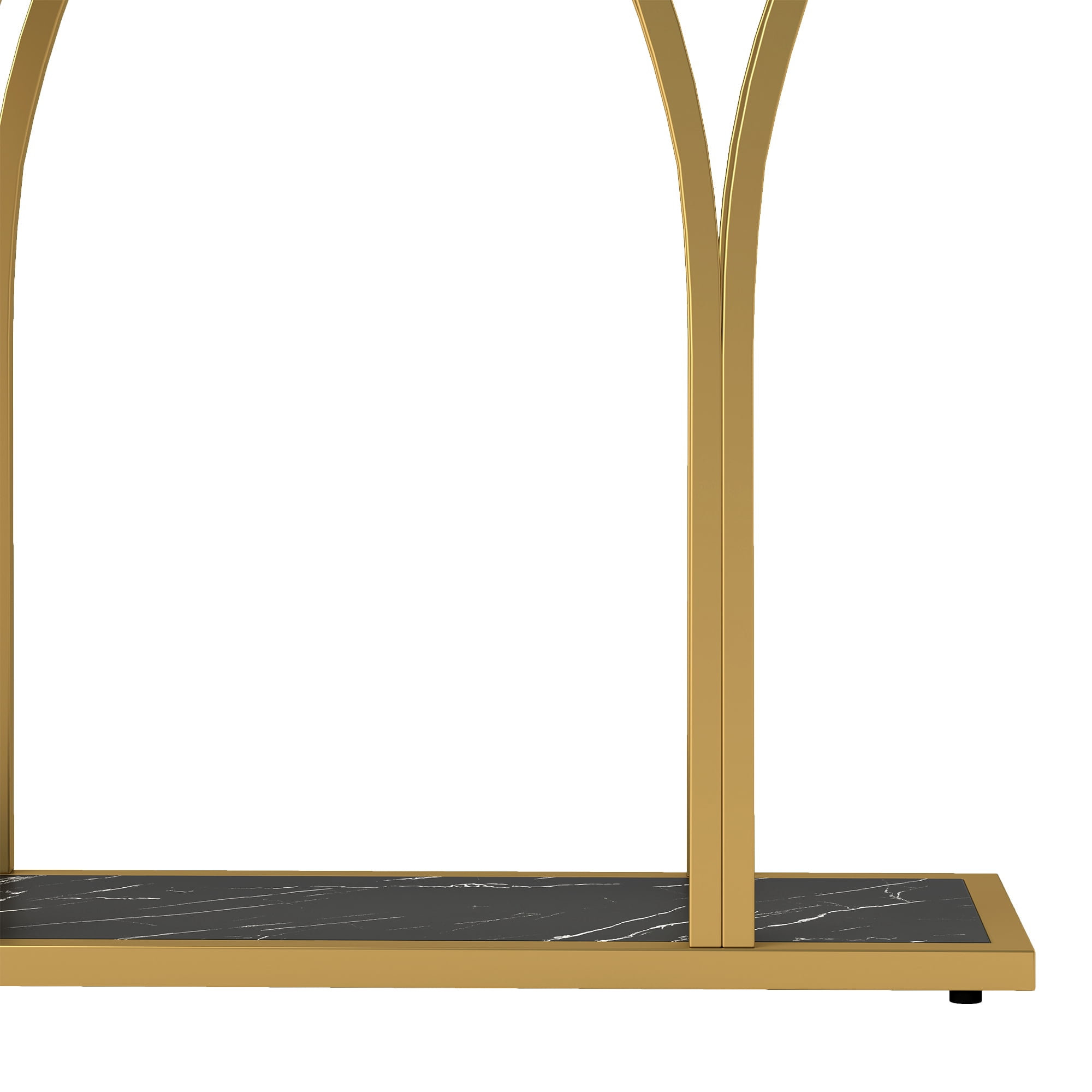 Uforic Modern Console Table with LED Lights, Faux Marble Entryway Side Table, Gold & Black