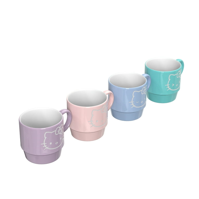 Zak Designs 14oz 4pc Hello Kitty Ceramic Stacking Mugs in Wire