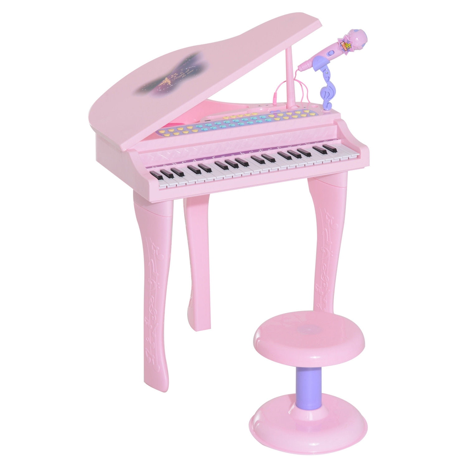 Qaba 37 Key Kids Toy Baby Grand Digital Piano with Microphone and Stool