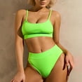 thumbnail image 2 of Inleife Two Piece Swimsuits for Women Clearance Women's Solid Color High Waisted Small Stripe Bikini Foreign Trade Swimsuit, 2 of 5