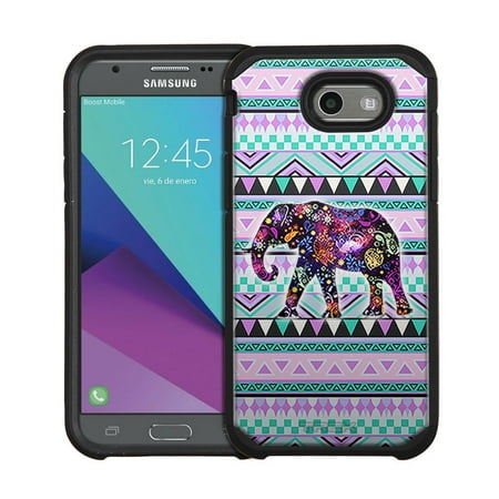 Hybrid Tea Collection - Samsung Galaxy Amp Prime 2 Hybrid Slim Case - Elephant on Aztec Andes Tribal Tea