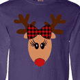 thumbnail image 4 of Inktastic Cute Girl Reindeer with Buffalo Plaid Bow Long Sleeve T-Shirt, 4 of 5