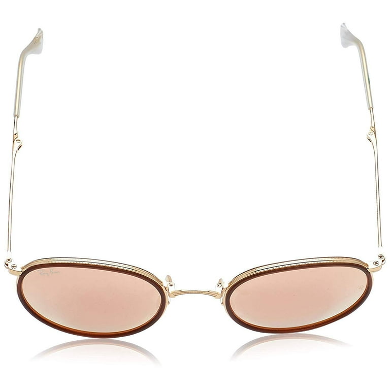 Ray-Ban RB3517 Round Folding Metal Sunglasses, Gold/Pink Ray-Ban RB3517 Round Folding Metal Sunglasses, Gold/Pink
