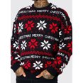 thumbnail image 2 of SUNSIOM Men's Christmas Sweater Snowflake Geometric Pattern Drop Shoulder Long Sleeve Round Neck Knitted Pullover, 2 of 5