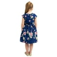 thumbnail image 3 of Baby Girl Casual Dress Peter Pan Collar Kids Summer Party Sleeveless Dresses in Floral Navy, Size 5-6, 3 of 6