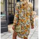 thumbnail image 4 of Camisa estampada con botones para mujer, solapa, blusa de manga larga con un solo pecho, Top largo con estampado floral abstracto para uso diario, naranja M, 4 of 6