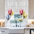 thumbnail image 4 of Colorful Tulips Swag Curtain Valance for Windows, Blue Red Yellow Floral Window Treatments Short Swag Topper for Kitchen Windows Bathroom Bedroom, 36"x63", 4 of 8