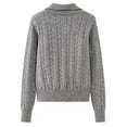 thumbnail image 6 of Amidoa Trendy Sweaters for Women 2025 Gray Zip-up Long Sleeve Cable Knit Chunky Warm Sweaters Womens Cardigans Free Size, 6 of 7