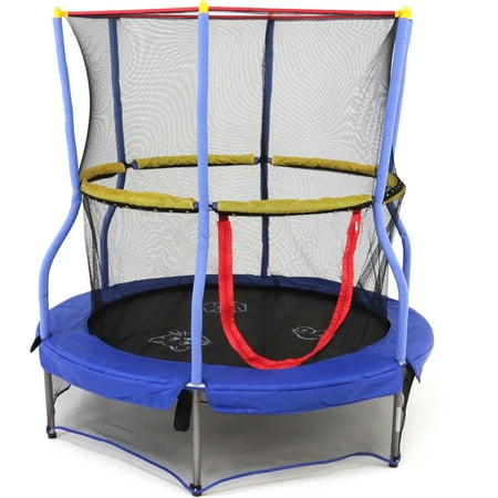 Skywalker Trampolines 55-Inch Bounce-N-Learn Trampoline, with Enclosure and Sound, (Best Mini Trampoline For Kids)