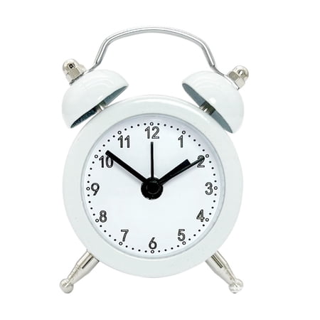 ievspot Retro Alarm Clock Metal Analog Clock Metal Twin Bell Alarm Clock Silent Non-tick Bedroom Clock Loud Sound for Kids Seniors Compact Design for Travel