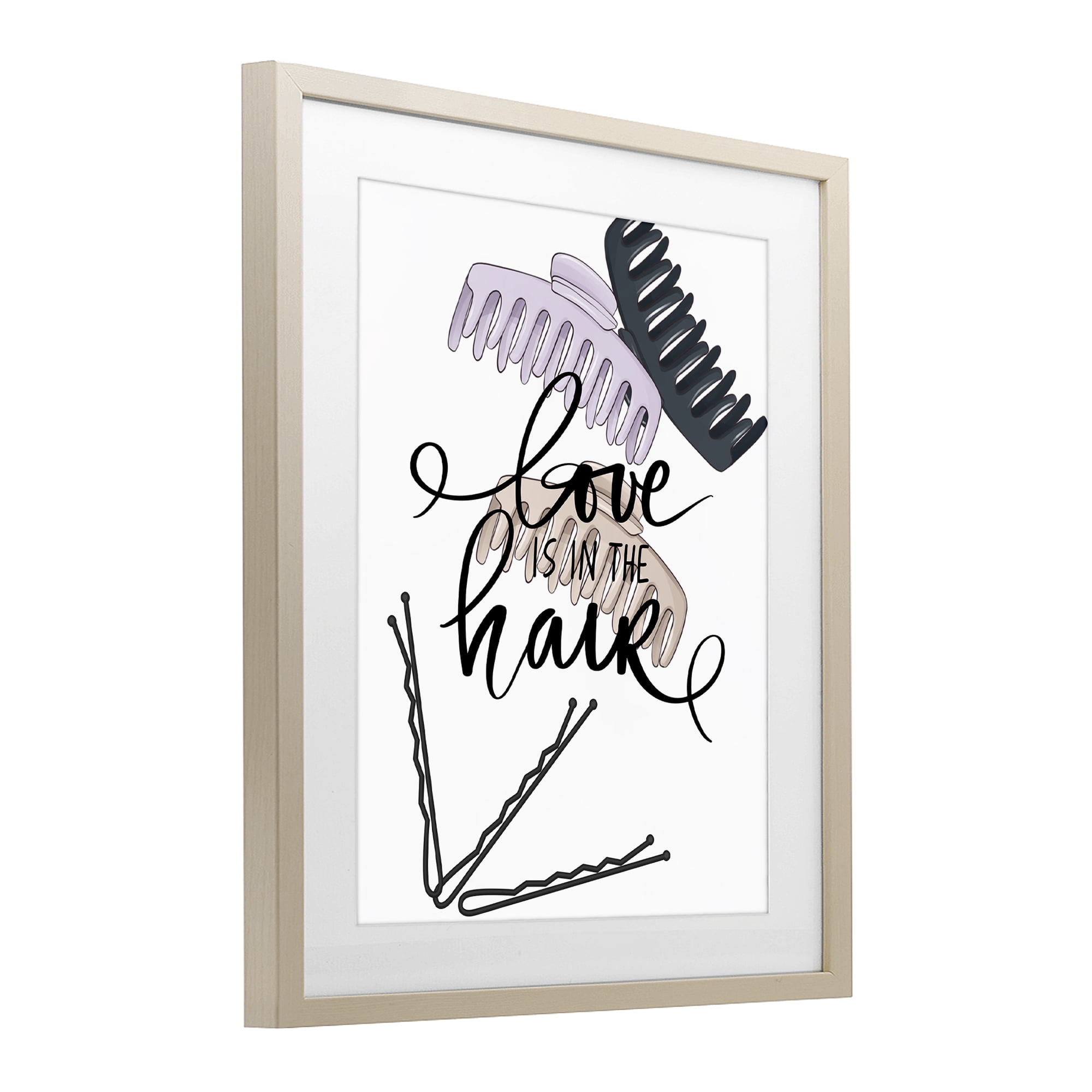 Stupell Industries Love Is In The Hair Birch Framed Print Under Glass, design by Jesse Keith