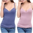 thumbnail image 2 of Leesechin 2PC Tank Top for Women with Built-in Padded Bra Adjustable Wide Strap Camisole Cotton Cami Shirts, 2 of 4